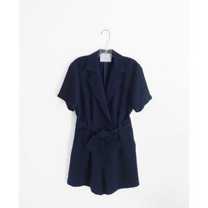 Carolina Ritz Navy Blue Short Sleeve Wide Leg Romper size FR 36 US 4